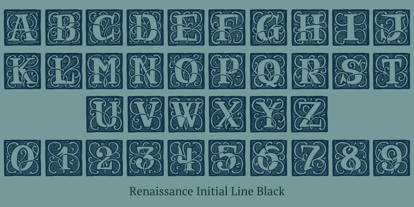 Przykład czcionki Renaissance Initial Dots Black